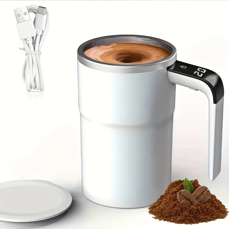 Copo Mixer Inteligente: Agitação Automática, Indicador de Temperatura e Recarga USB