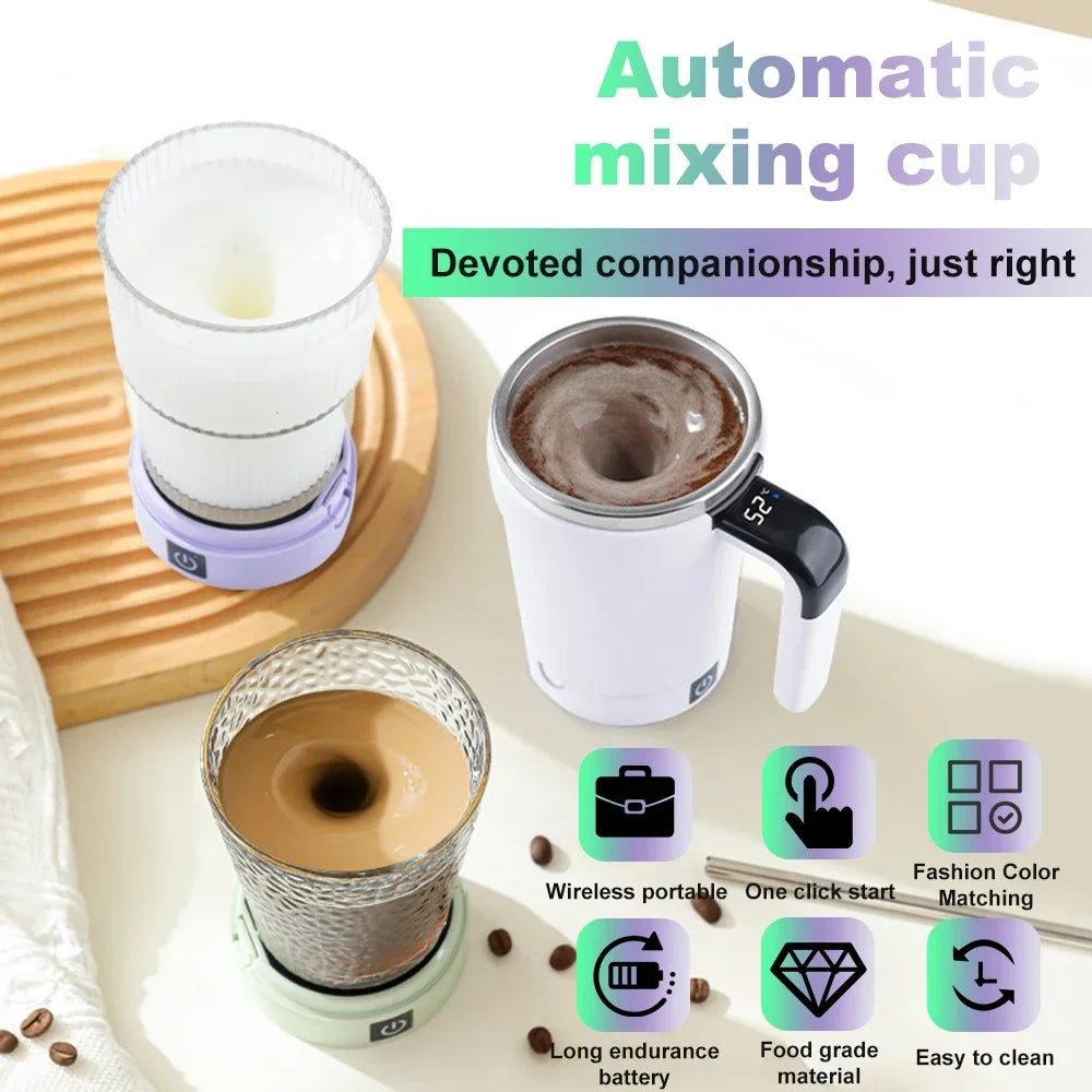 Xícara Autoagitável com Sensor de Temperatura – Mistura Magnética para Café, Chá e Mais