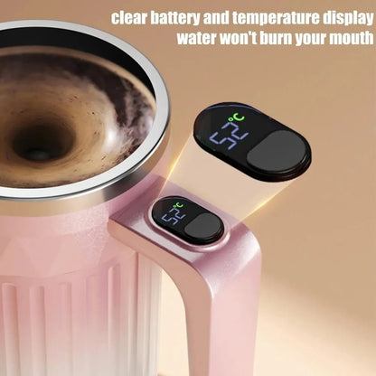 450ml Automatic Self Stirring Coffee Mug Temperature Display Auto Stirring Heating Mixer Cup Large Capacity Magnetic Function