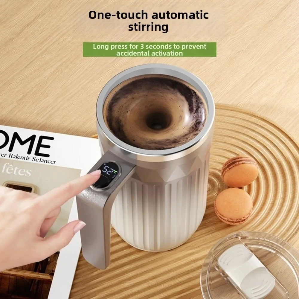 450ml Automatic Self Stirring Coffee Mug Temperature Display Auto Stirring Heating Mixer Cup Large Capacity Magnetic Function