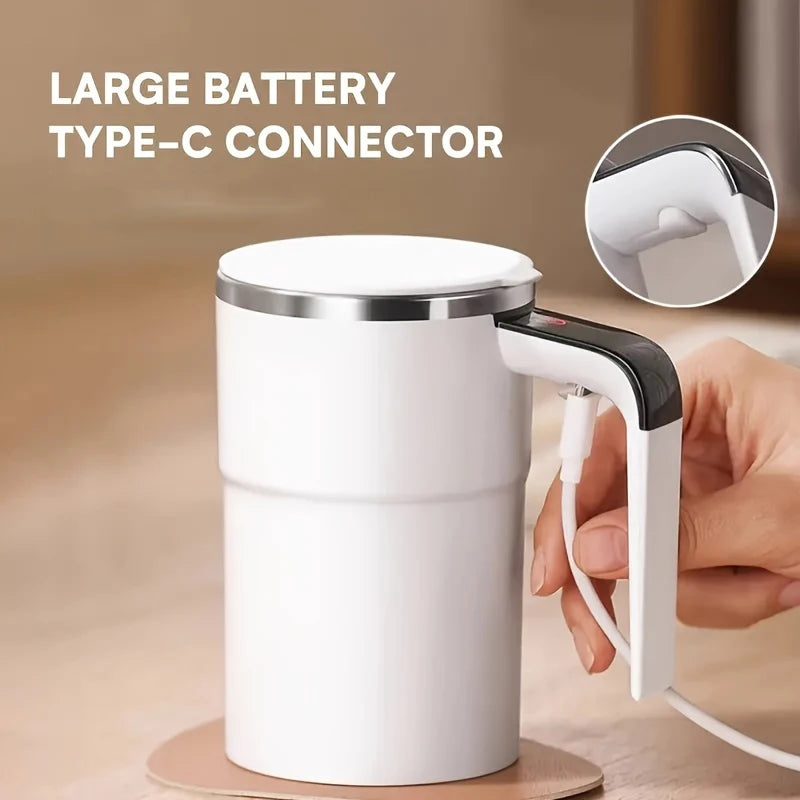 Caneca Automática com Misturador Magnético e Display de Temperatura – Recarregável e Portátil