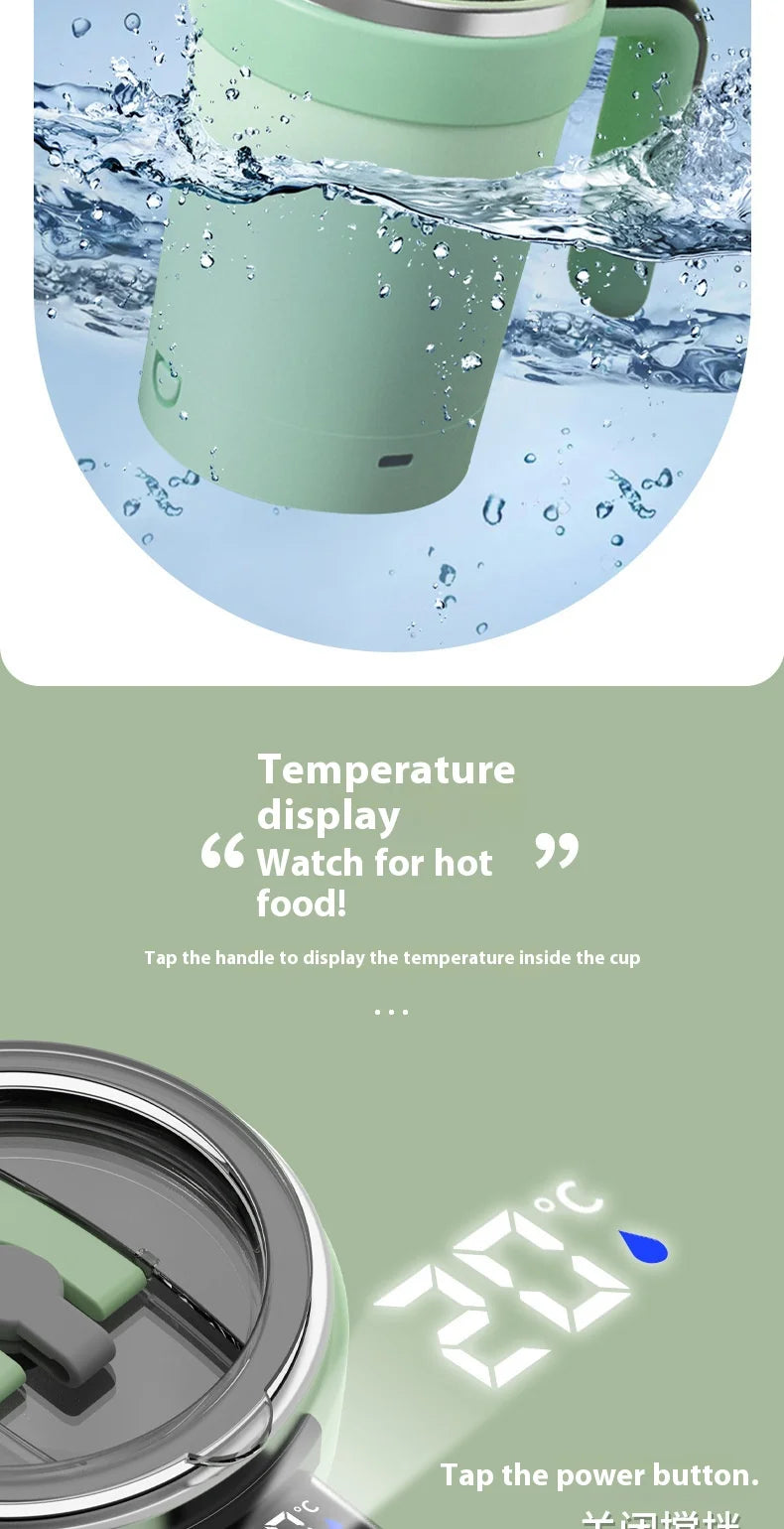 Copo Térmico Inteligente com Agitação Automática e Indicador de Temperatura – Recarregável via USB