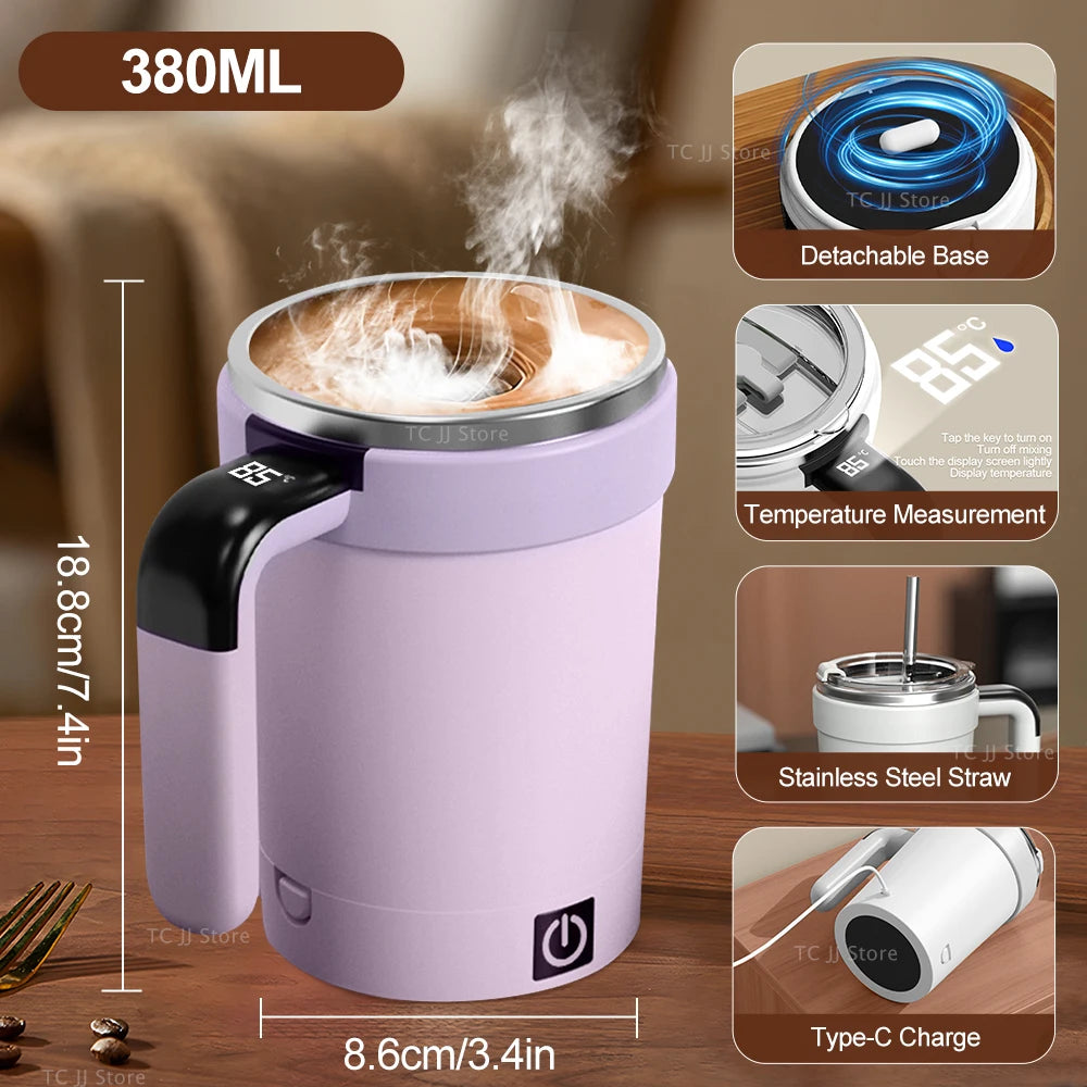 Copo Térmico Inteligente com Agitação Automática e Indicador de Temperatura – Recarregável via USB