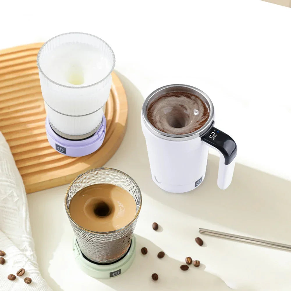 Xícara Autoagitável com Sensor de Temperatura – Mistura Magnética para Café, Chá e Mais