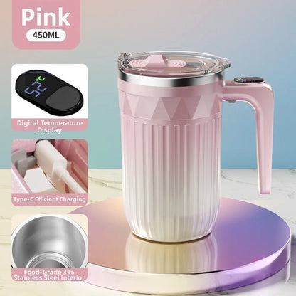 450ml Automatic Self Stirring Coffee Mug Temperature Display Auto Stirring Heating Mixer Cup Large Capacity Magnetic Function