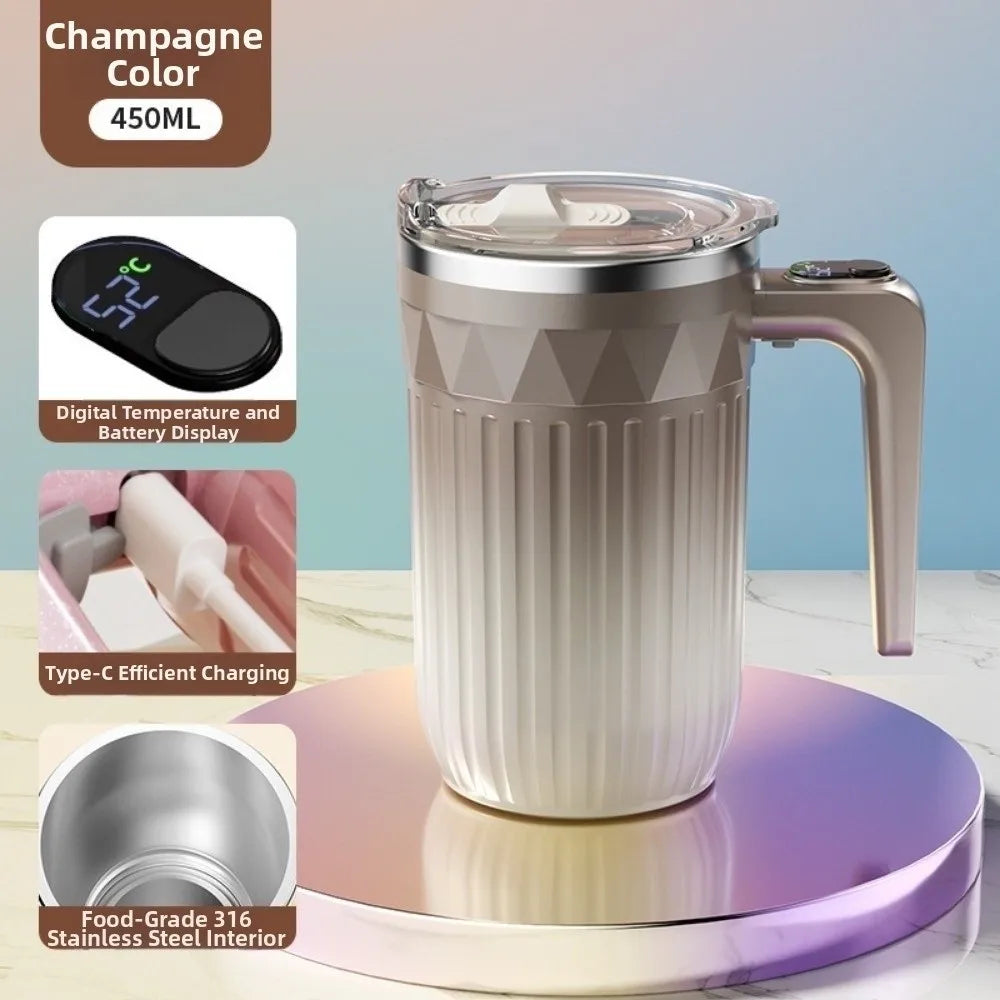 450ml Automatic Self Stirring Coffee Mug Temperature Display Auto Stirring Heating Mixer Cup Large Capacity Magnetic Function